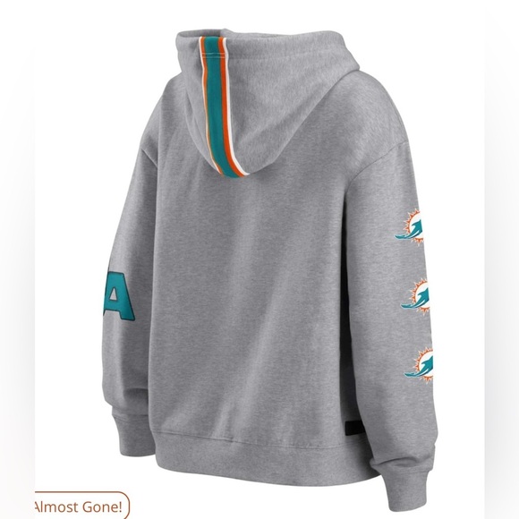 West by Erin Andrews|Heathered Gray Miami Dolphins Plus Size Full Zip Hoodie••• - Picture 3 of 16
